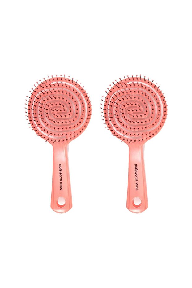 Three Dimensional Oval Hair Brush Pink x 2