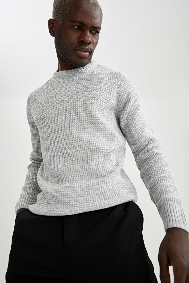 Regular Fit Bisiklet Yaka Triko Kazak - 8