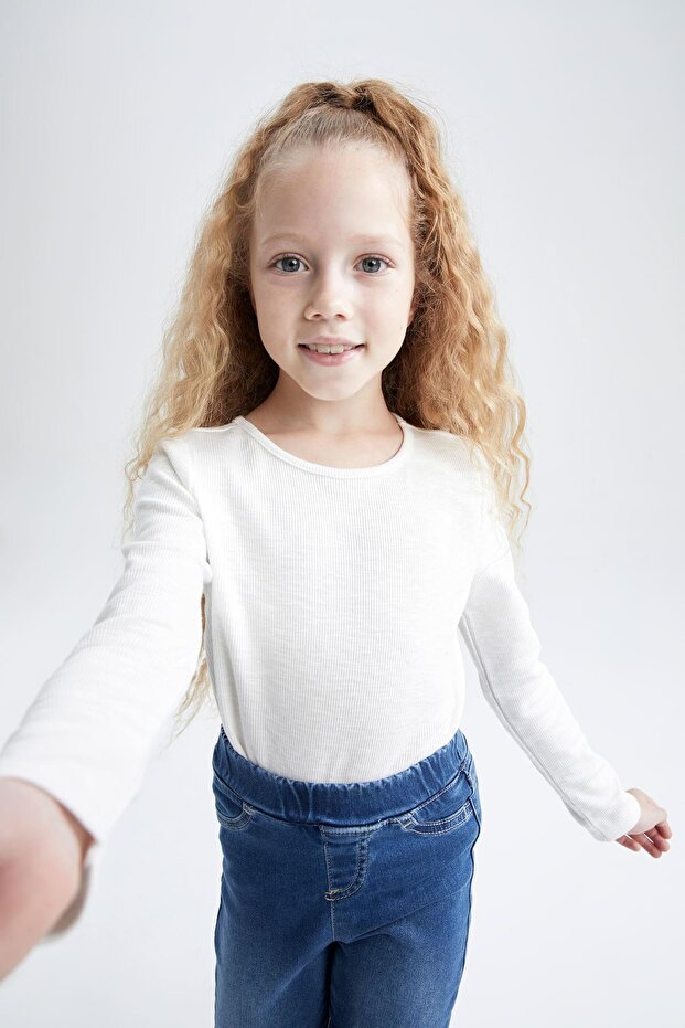 Girl's Turtleneck Ribbed Camisole Long Sleeve T-Shirt