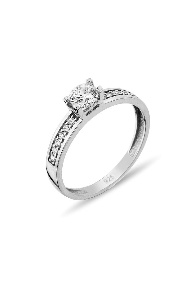 Kadın 0,50 Ct Zirkon Tek Taşlı Gümüş Yüzük A003101 - 1