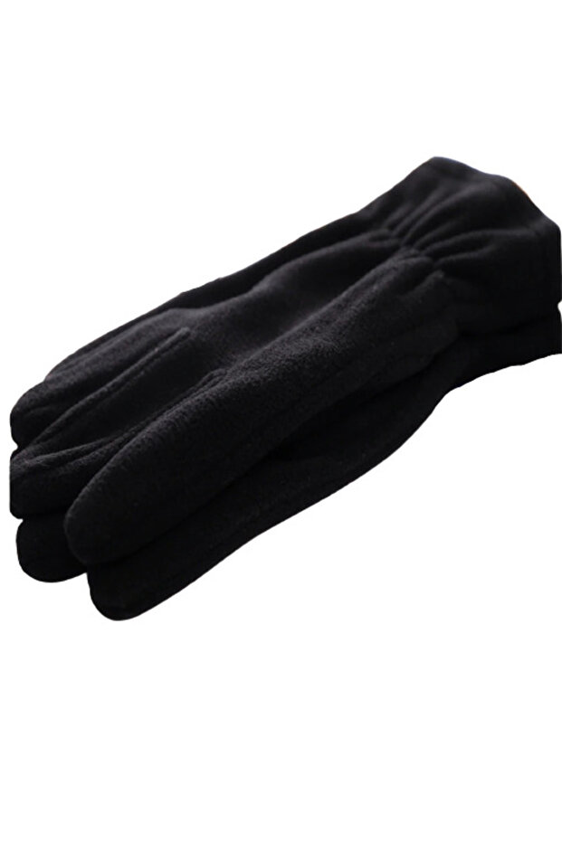 Unisex Black Winter Fleece Gloves with Elastic Cuffs