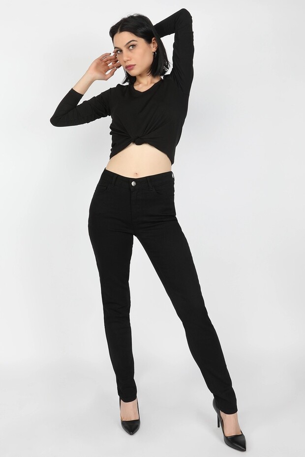 Women's Black Jeans - 5 Pockets Regular Fit