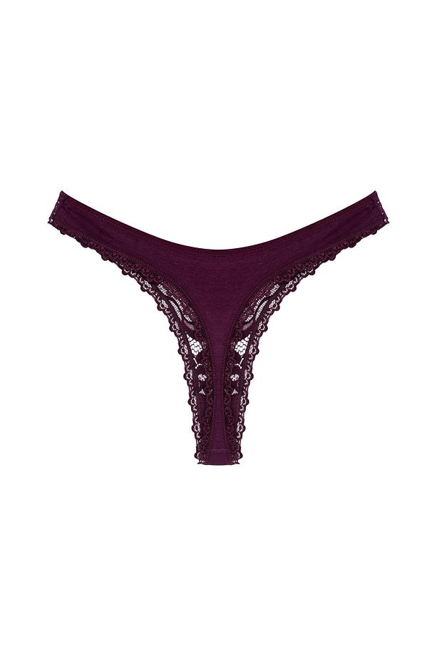 5'li Önü Dantel Arkası Pamuklu String Kadın Külot - 8