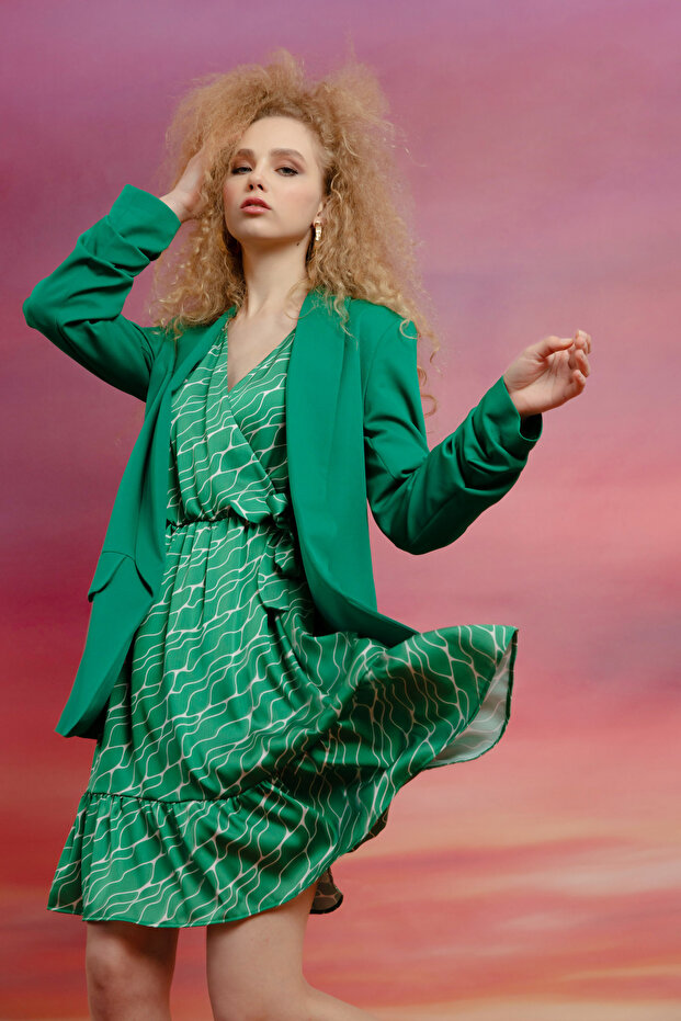 Kadın Yeşil Blazer Ceket - 3