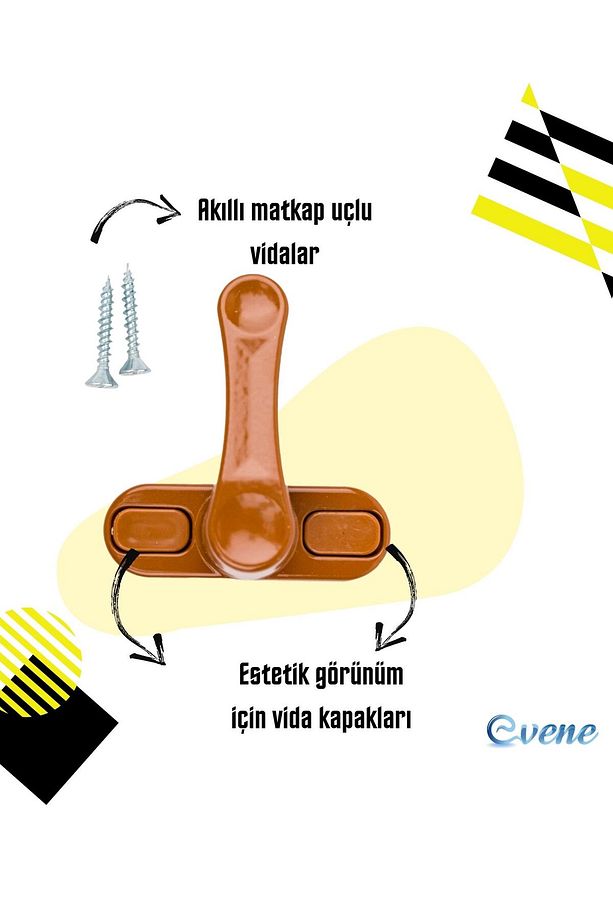 Pimapen Kapı Kilidi Pimapen Pencere Kilidi Pencere Emniyet Kilidi Mandallı Kilit 3 Adet Kahve - 4