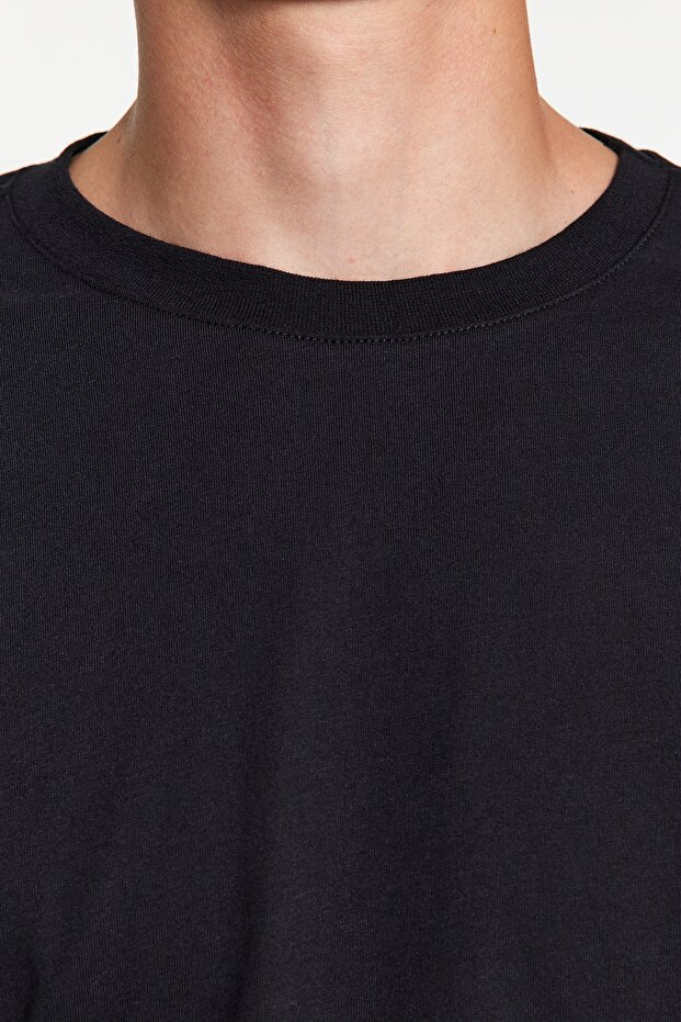 Czarny-granatowy-antracytowy Regularny/normalny krój 3-pak Basic 100% bawełna T-shirt TMNAW21TS0197 - 12