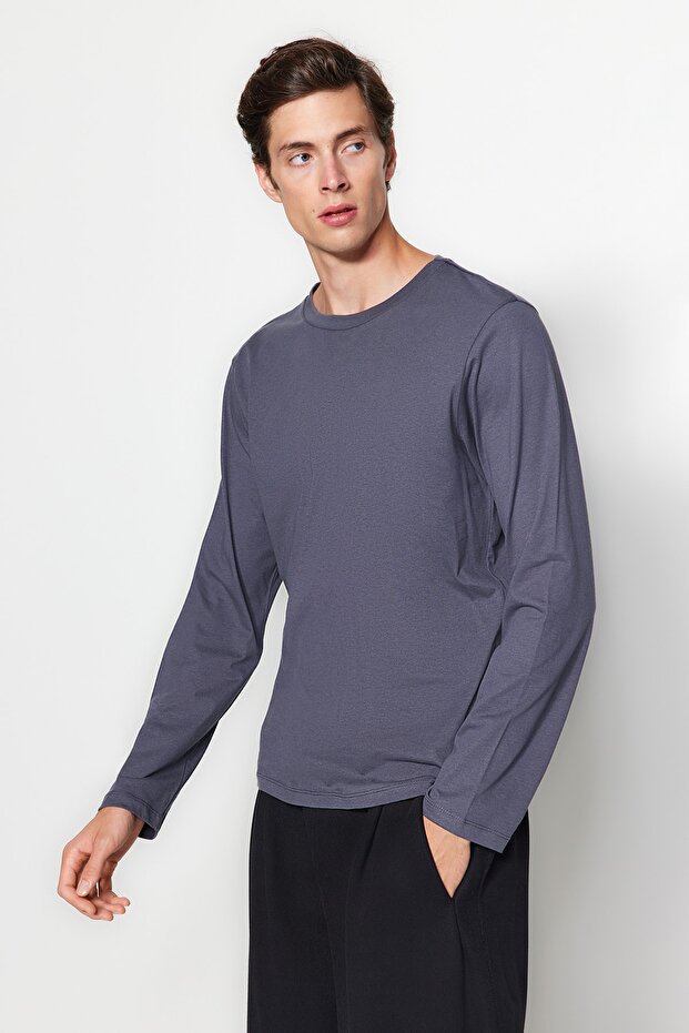 Czarny-granatowy-antracytowy Regularny/normalny krój 3-pak Basic 100% bawełna T-shirt TMNAW21TS0197 - 13