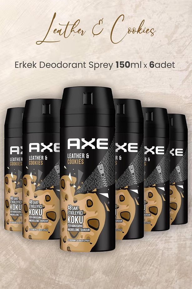 Leather & Cookies Erkek Deodorant Sprey 150 ml x 6 Adet - 1