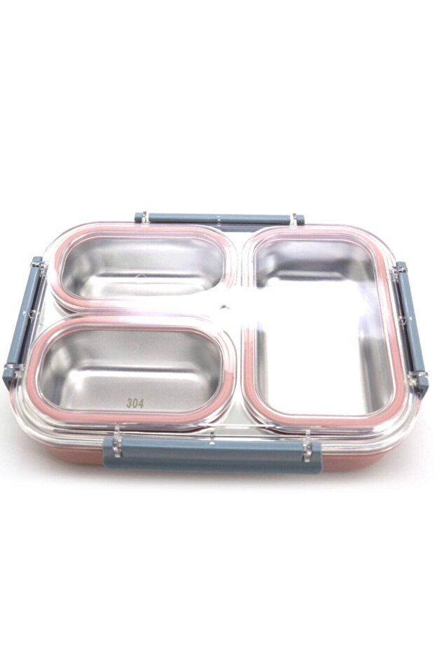 Pink and Green Penguin Three-Compartment Food Lunch Box