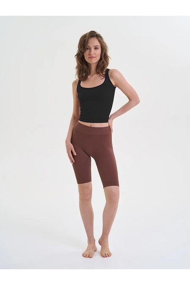 Marsala Model Dikişsiz Seamless Model Büstiyer Crop Fitilli Üst Model Crop Siyah Renk - 5