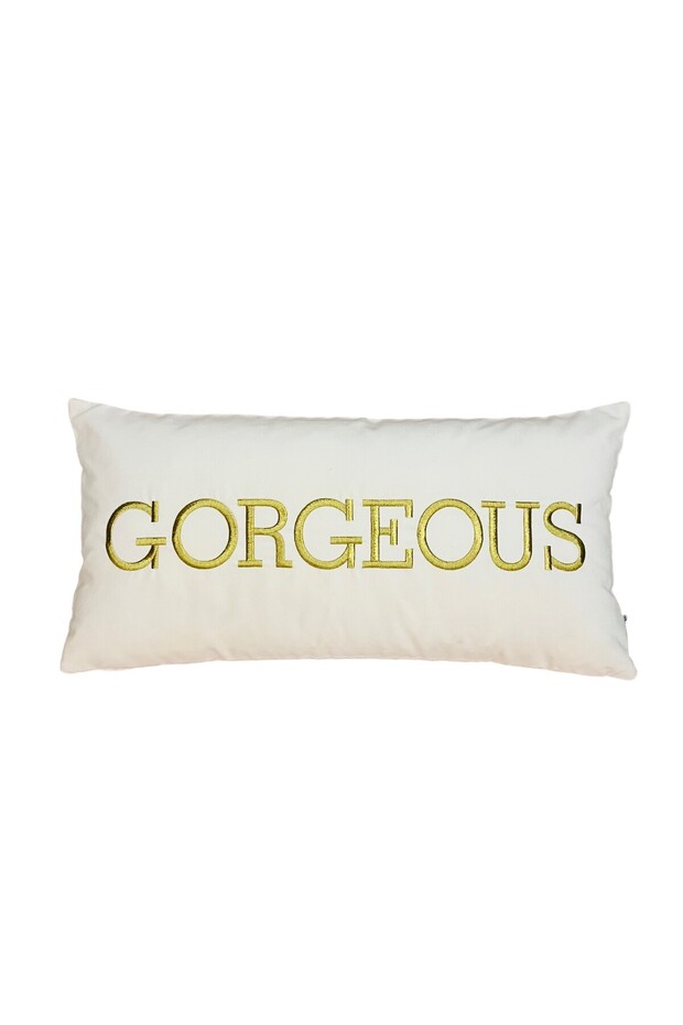 Gorgeous Patterned Cream Velvet Throw Pillow Cover (30 cm x 60 cm)