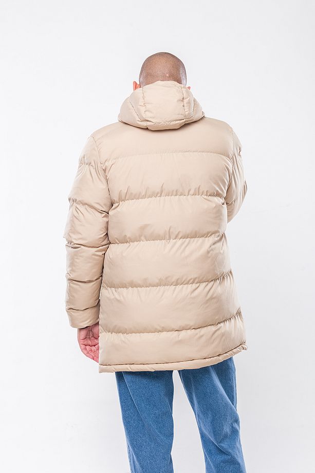 K236 Erkek Bej Kapşonlu Kaban - 7