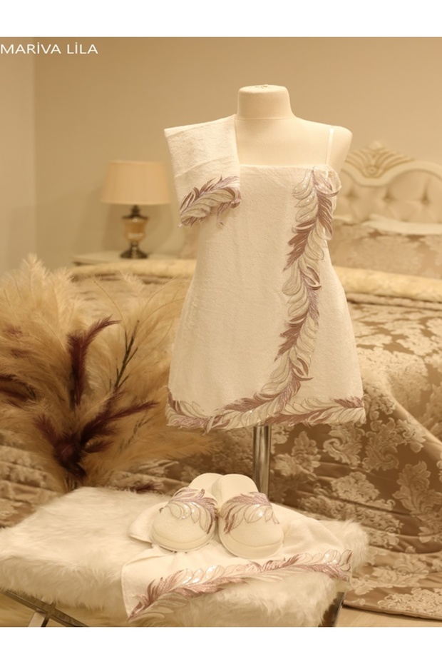 Balayı Bornoz Seti 4 Parça - 1