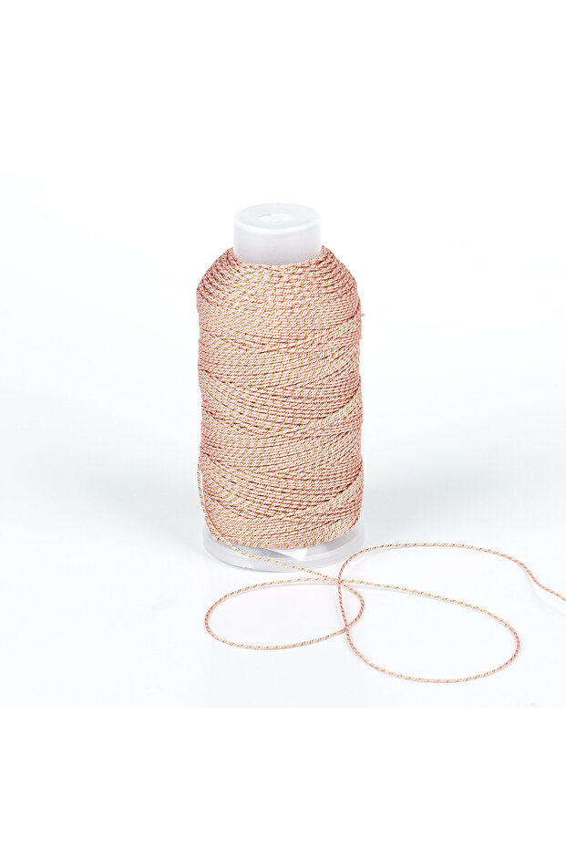 10 Metre - 0.80 mm YALDIZLI PEMBE ÖRGÜ PARAŞÜT İPİ, YALDIZLI BİLEKLİK İPİ, TAKI İPİ, Ö-5 - 3