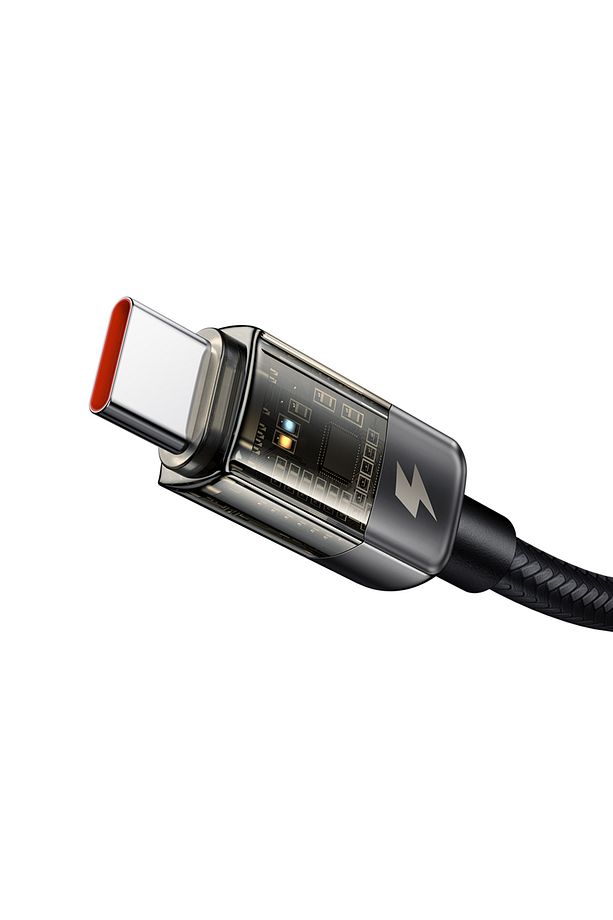 CA-2840 Type-C To Type-C 100W Led Işıklı Power Off Hızlı Data Şarj Kablosu 1.2m - Siyah - 2
