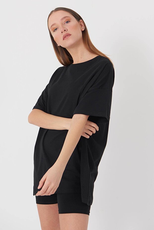 Kısa Kollu Oversize Basic T-shirt P0337-t11y3 - 4