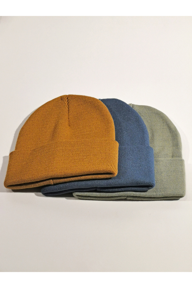 Kışlık Bere 3 Lü Set Basic Balıkçı Bere - 1