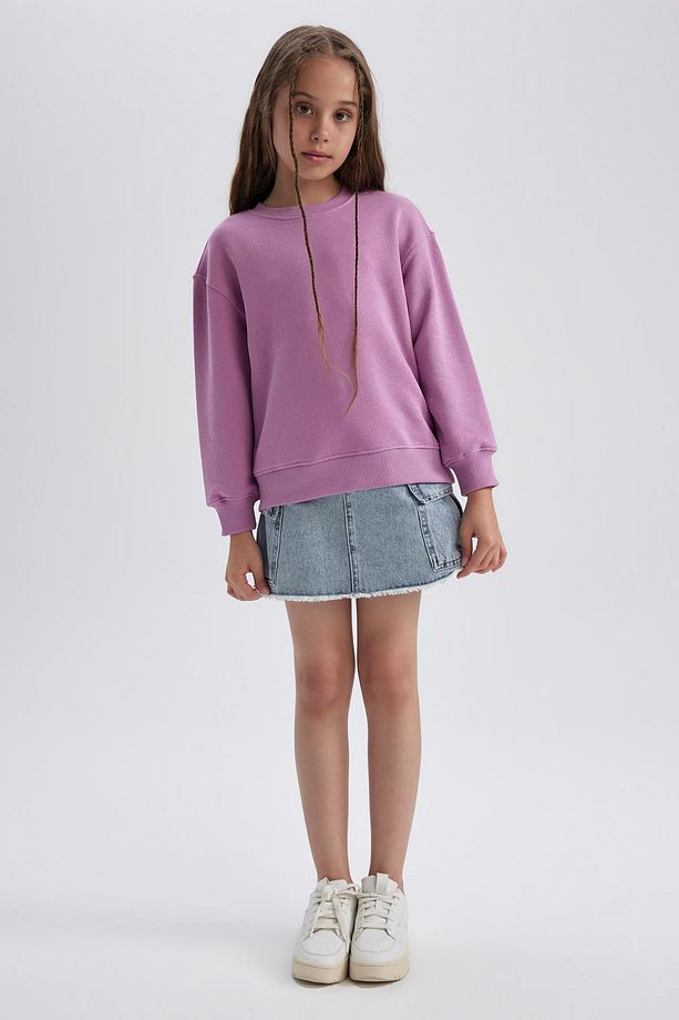 Kız Çocuk Bisiklet Yaka Okul Sweatshirt - 5