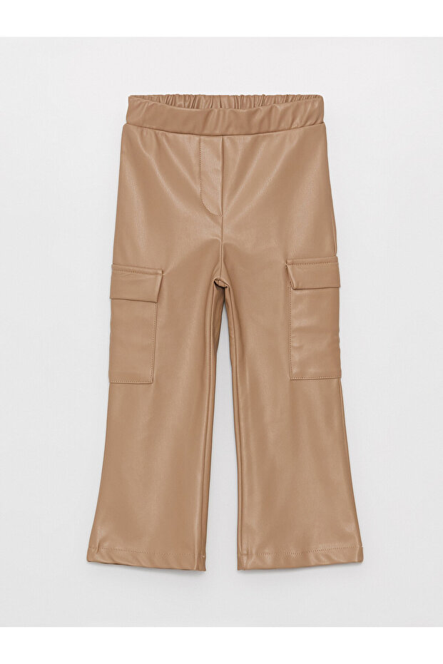 Leather Look Baby Girl Cargo Pants