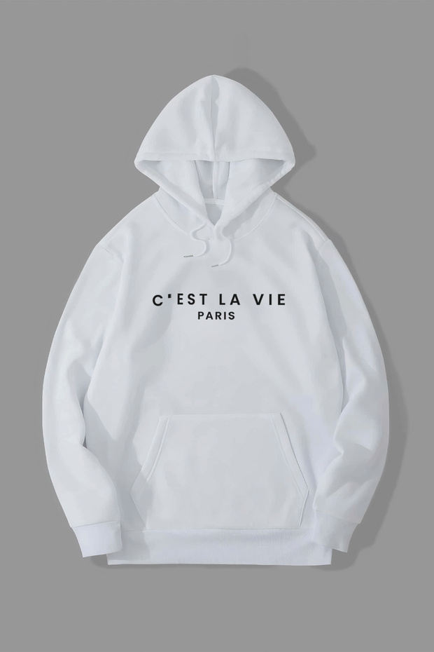 C'est La Vie Paris Printed Hooded Sweatshirt