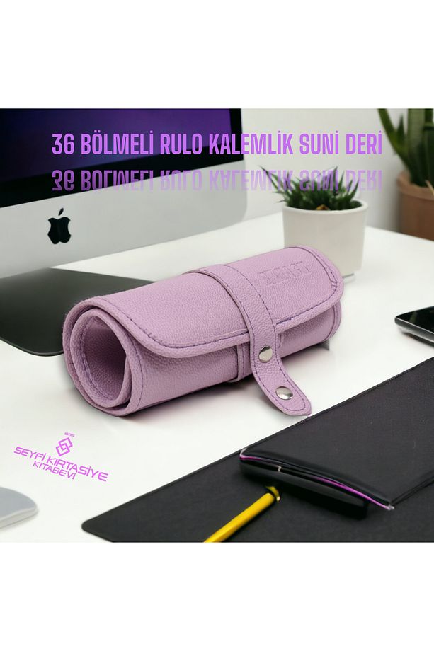 RULO KALEMLİK 36 BÖLMELİ SUNİ DERİ LİLA - 1