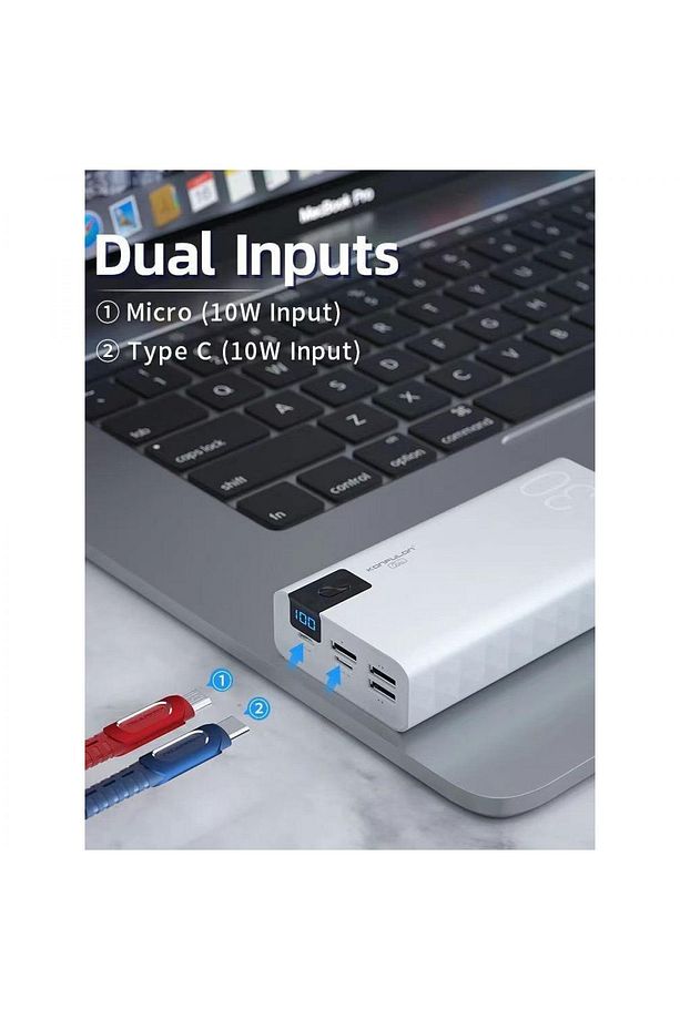 Konfulon A19 Dijital Ekranlı Powerbank 30.000 mAh Hızlı Şarj - Beyaz - 5