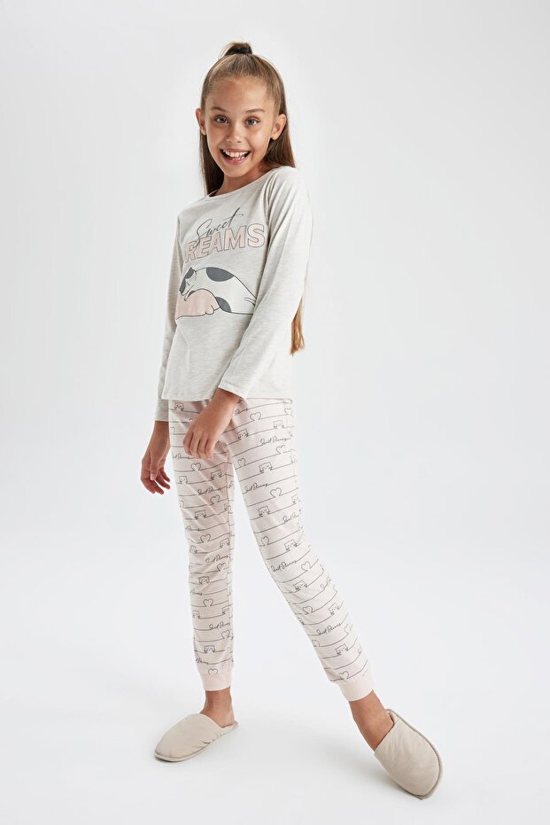 Girl's Printed Long Sleeve Pajamas Set B3021A823Au
