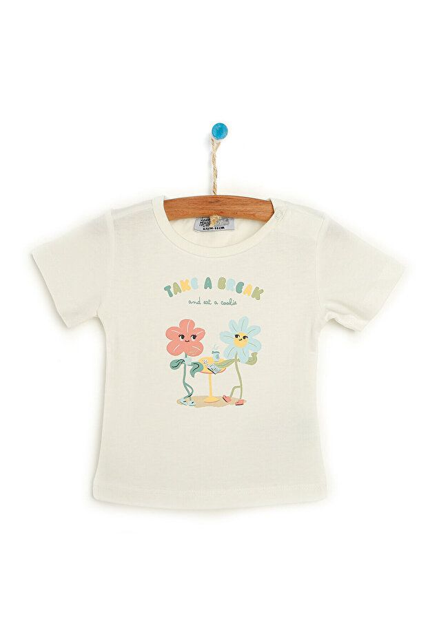 HelloBaby Basic Çiçek Baskılı Tshirt Kız Bebek - 3
