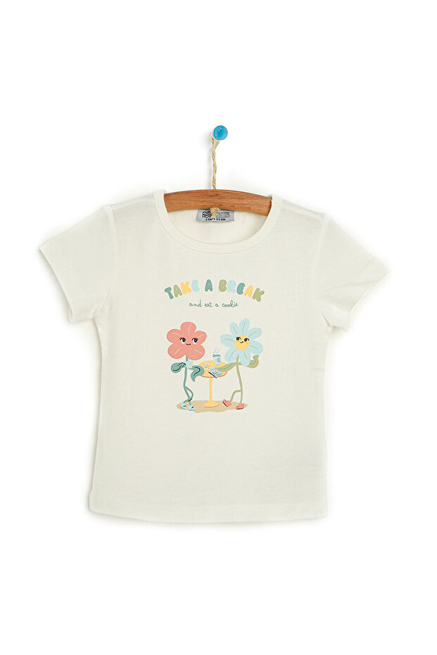 HelloBaby Basic Çiçek Baskılı Tshirt Kız Bebek - 1