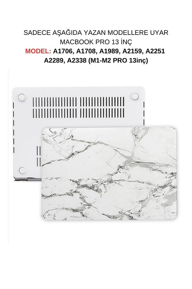 Macbook Pro Kılıf M1-m2 13inç A1706 A1708 A1989 A2159 A2251 A2289 A2338 Ile Uyumlu Mermer - 1