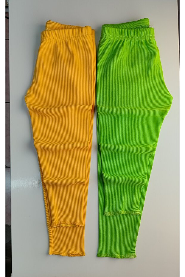 Flexible Corduroy Yellow - Green 2-Piece Girls' and Boys' Tights