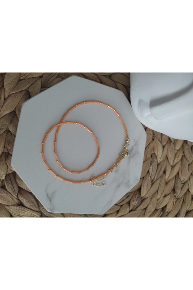 Kadın Turuncu Çubuk Kolye - 2