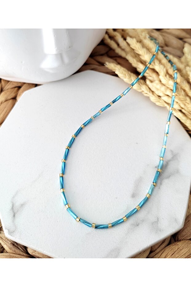 Kadın Mavi Çubuk Kolye - 1