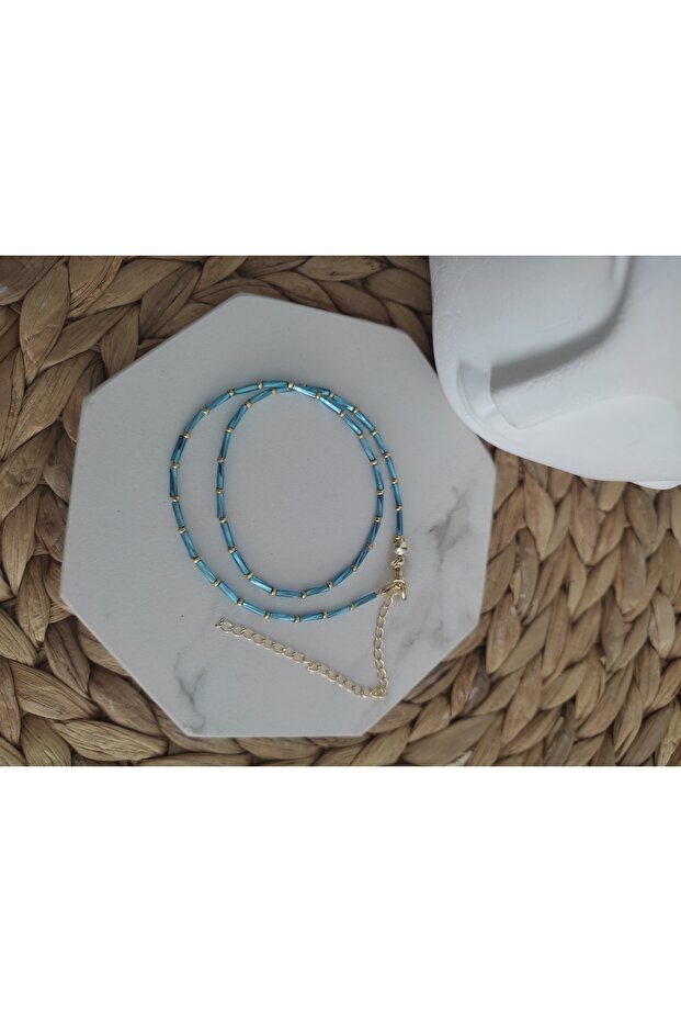 Kadın Mavi Çubuk Kolye - 3