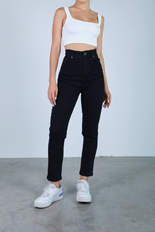 Mila Black Colorfast Mom Jean Women's Boyfriend High Waist Power Lycra