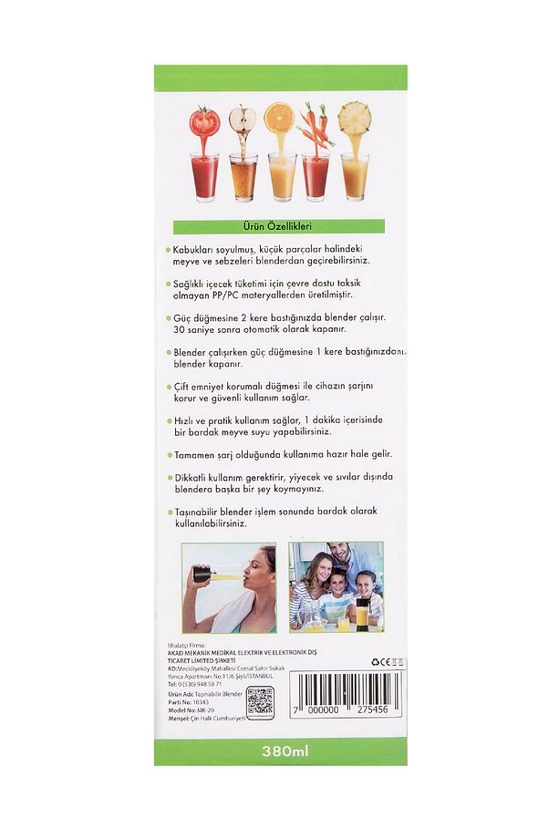 Taşınabilir Sarjlı Blender Mk-20 - 6
