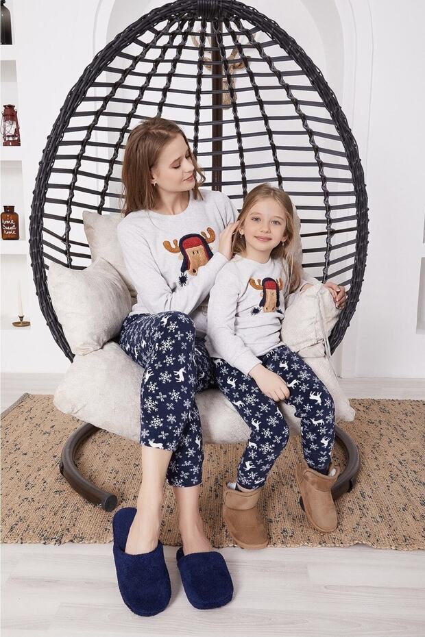 Navy Blue Fleece Pajama Set Mother and Daughter (EACH PAJAMA SET PRICE IS SEPARATE)