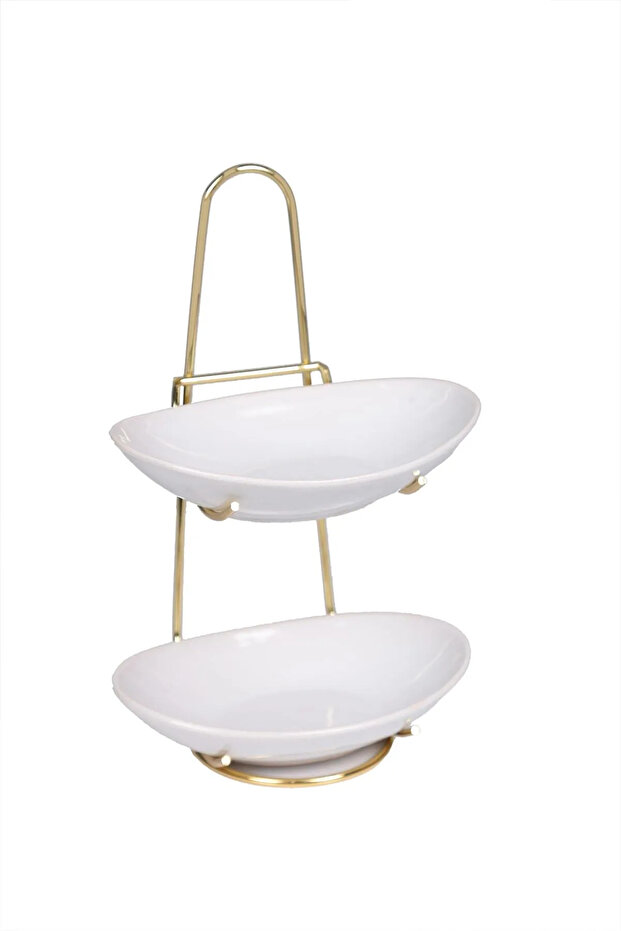 Two-Layer Snack Bowl White Ellipse - 3