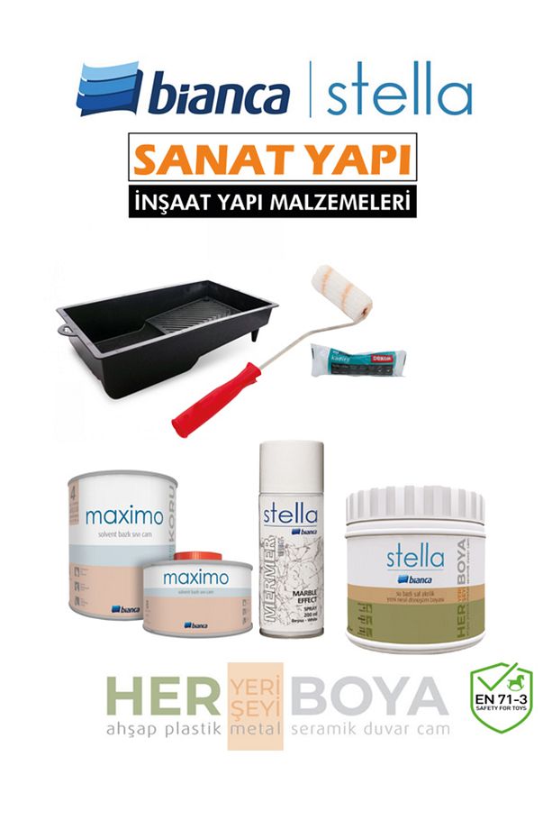 Set 500Ml - Siyah Boya + Mermer Effekt Sprey + Maximo Sıvı Cam Ipek Mat - 1