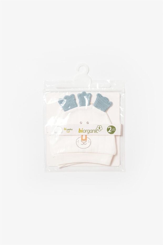 Baby Boy Brave Lion 2-Piece Hat Ecru-Turquoise 72210