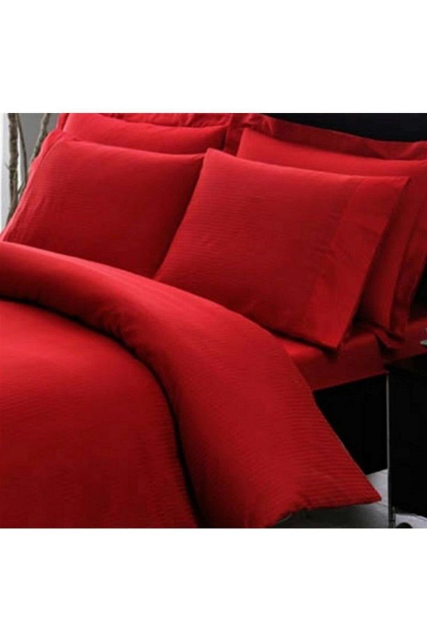 Premium Basic Stripe Kırmızı Çift Kişilik Nevresim Takımı - 2