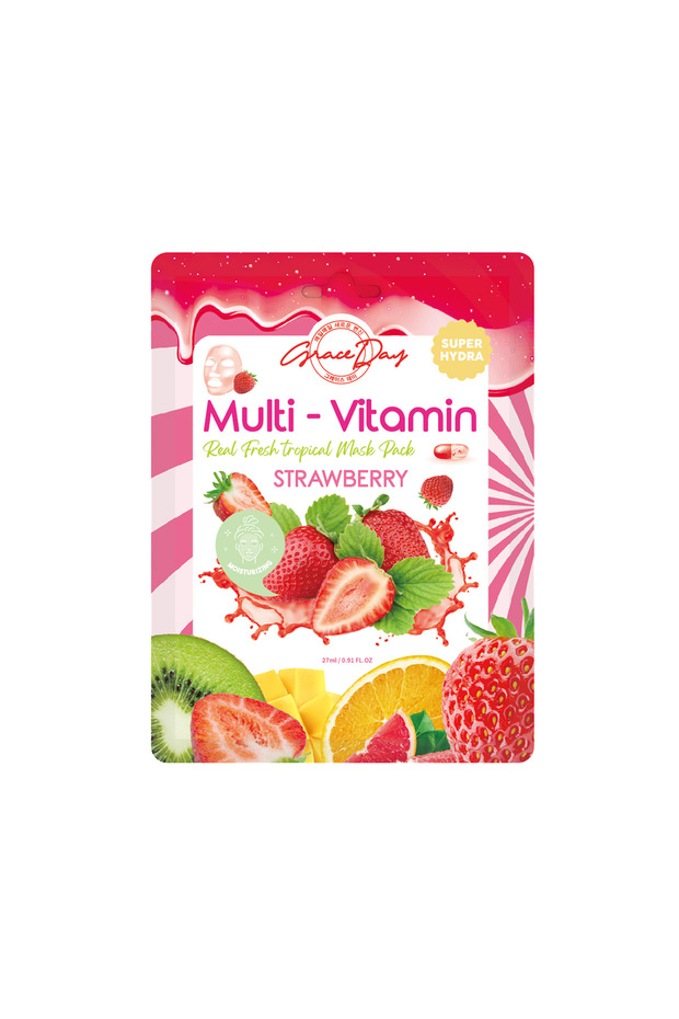 Multivitamin Strawberry Intensive Moisturizing Sheet Mask Grace Day Strawberry Sheet Mask (Vegan Mask)