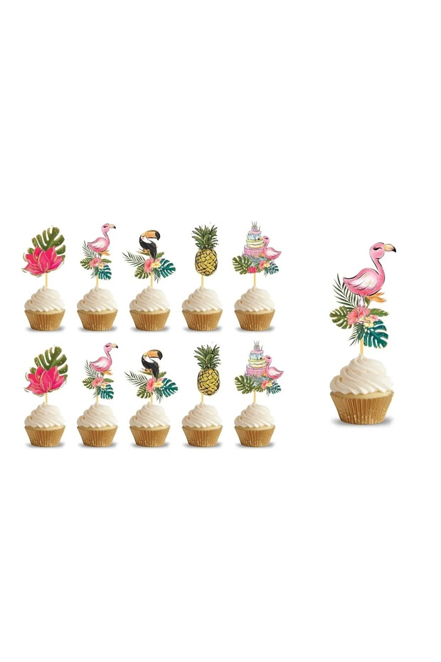 Party Toothpick Flamingo Pineapple Themed 10 Pieces Cupcake and Cake Decoration