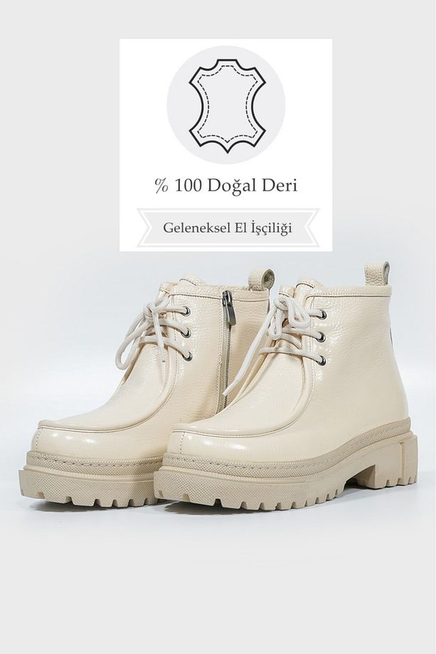 KADIN BEJ HAKİKİ DERİ 35-41 NUMARA BAĞCIKLI BOT & BOOTİE - 3