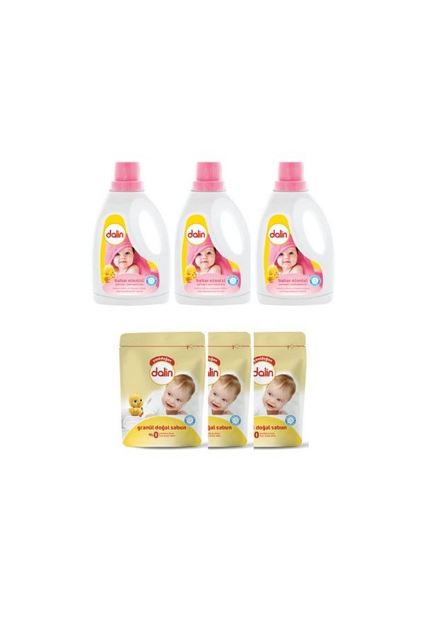 Çamaşır Yumuşatıcısı Bahar Ninnisi 1500 ml x3 + Dalin Granül Sabun Toz Deterjan 500 gr x3 - 1