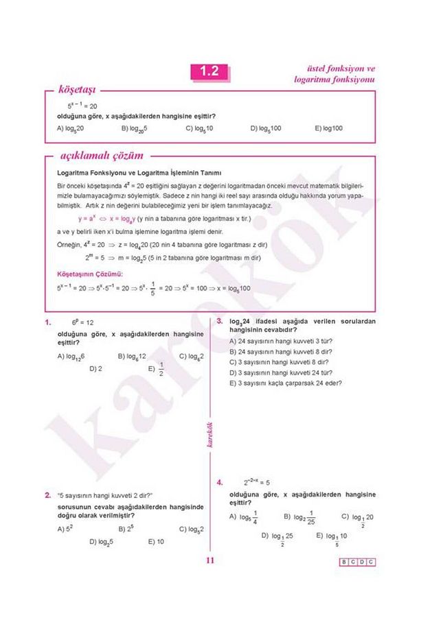 Karekök Yayınları Güncel AYT Logaritma-0 Konu Anlatımlı Çözümlü Soru (Logaritma'm Sıfır Diyenlere) - 3