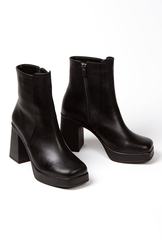 Women's Black Platform Heeled Boots