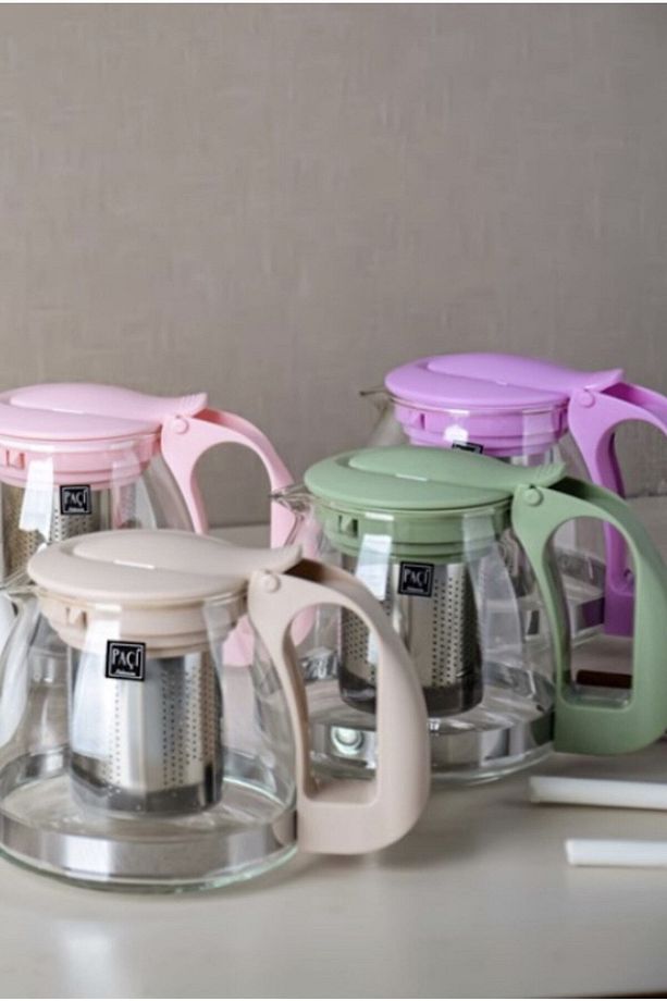 Süzgeçli Cam Demlik 700 ml Pembe - 3