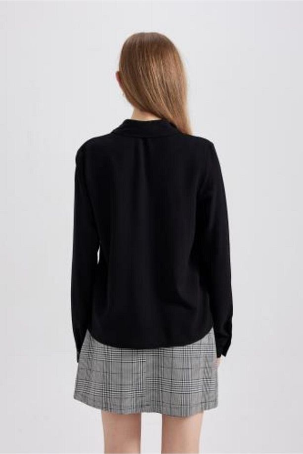Regular Fit Basic Düz Düğmeli Uzun Kollu Gömlek N2518az23au - 6