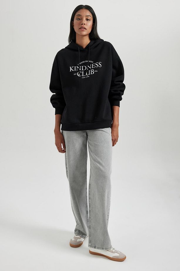 Oversize Fit Kapüşonlu Kalın Sweatshirt - 2
